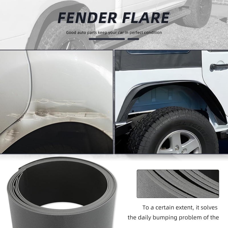 keepdsgn Fender Flares Black 4PCS Universal Flexible 6" Wide Body Kit Wheel Arches Durable PP Off-Road Fender Wheel Flares Fit for Most Cars SUV Trucks Off-Road Jeep - Image 5